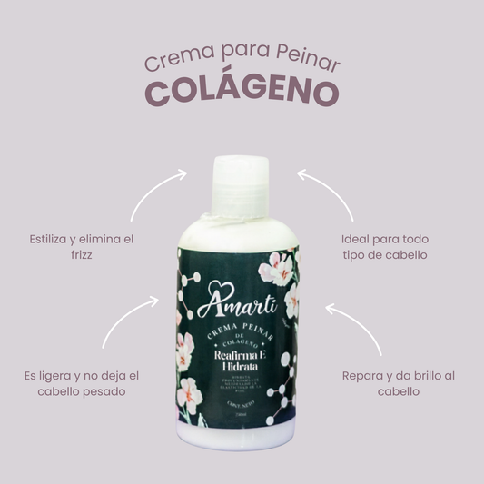 Crema para Peinar con Colágeno AMARTI | Control Anti-Frizz, Suavidad y Brillo Natural