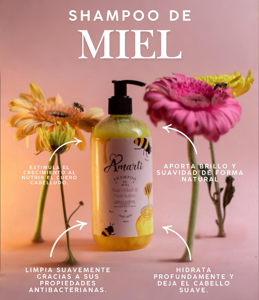Amarti Kit Infantil Natural – Shampoo de Miel 500ml + Pasta Dental 50g | Seguro, Suave y Libre de Tóxicos