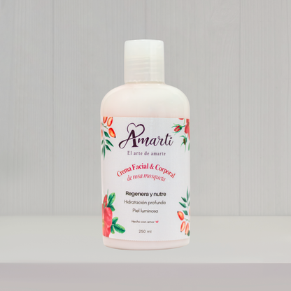 Crema Facial Antiedad Rosa Mosqueta 250 ml | Regeneradora, Anti-Manchas y Líneas de Expresión | AMARTI