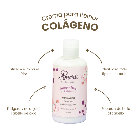 Crema para Peinar con Colágeno AMARTI 250 ml | Control Anti-Frizz, Suavidad y Brillo Natural