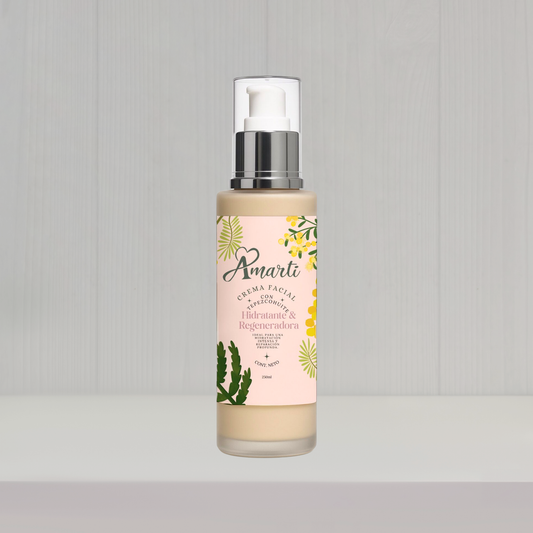 Crema Facial de Tepezcohuite AMARTI | Regeneradora, Hidratante y Anti-Edad con Caléndula, Ácido Hialurónico, Colágeno y Pantenol.