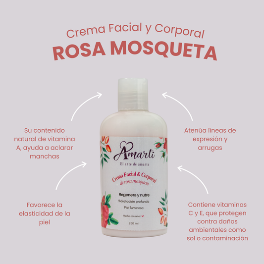 Crema Facial Antiedad Rosa Mosqueta | Regeneradora, Anti-Manchas y Líneas de Expresión | AMARTI