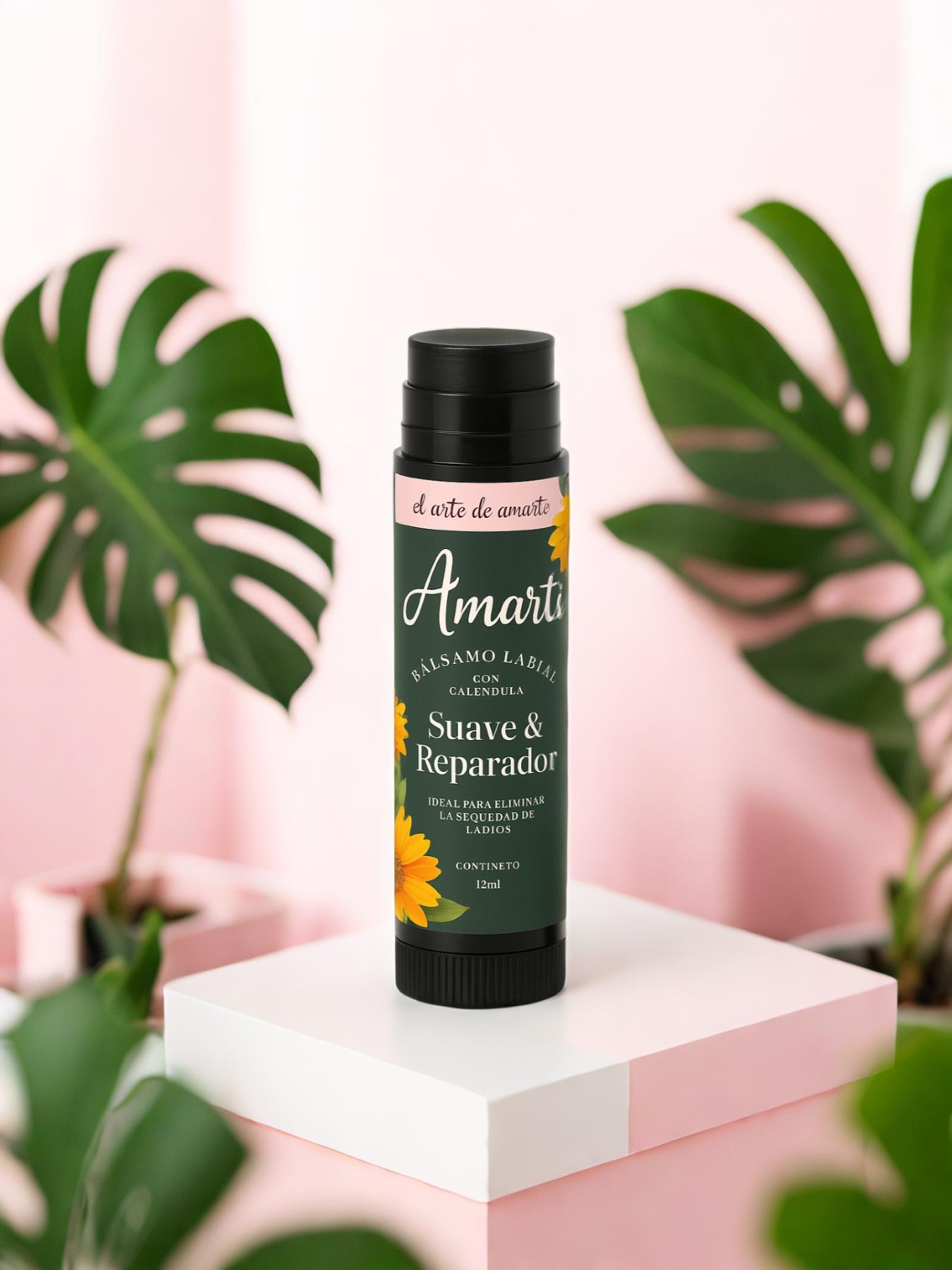 Bálsamo Labial Reparador de Caléndula AMARTI | Alivia Labios Agrietados y Resecos