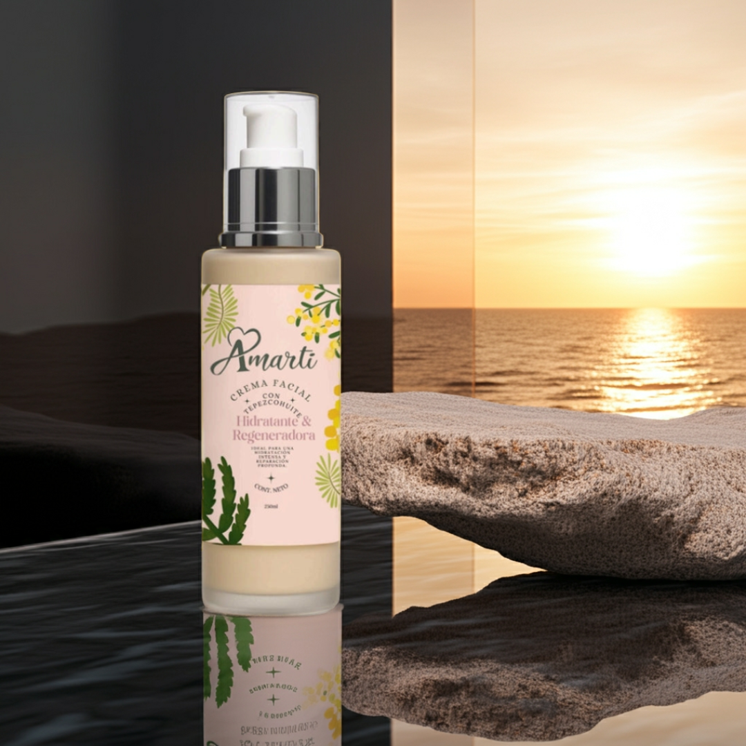 Crema Facial de Tepezcohuite AMARTI | Regeneradora, Anti-Acné y Anti-Manchas | Piel Sensible